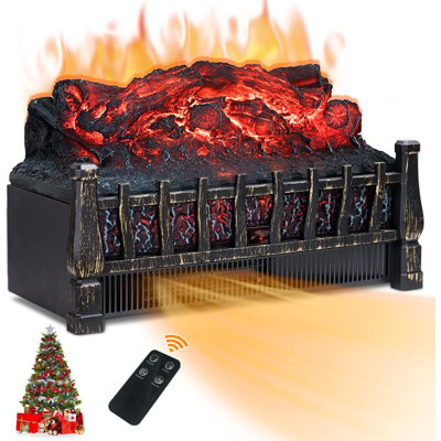 Electric Fireplace Log Heater, 21" Fireplace Insert with Remote Control and 8-Hour Timer