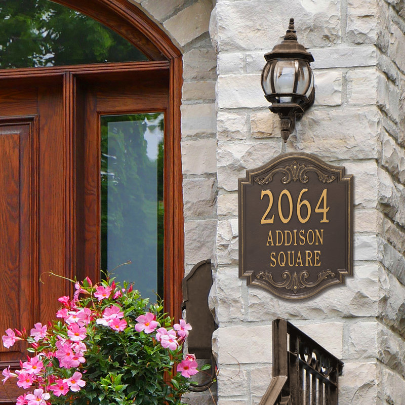 Signature Series 3-Line Wall Address Plaque, Bronze, Gold, Yes