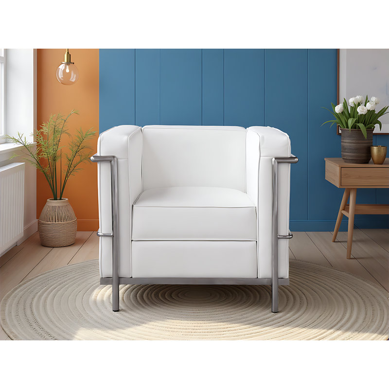 Chaise en cuir Rhoni, Cuir blanc