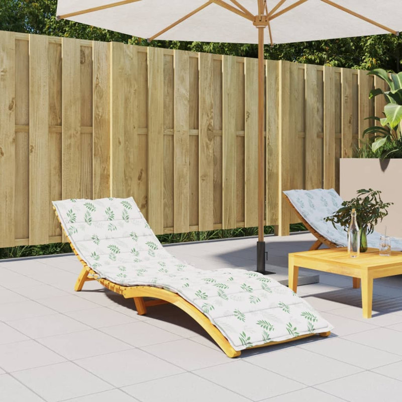 Outdoor Seat / Back Cushion, 1.6" H x 78.7" L x 19.7" W, White/Green Leaf