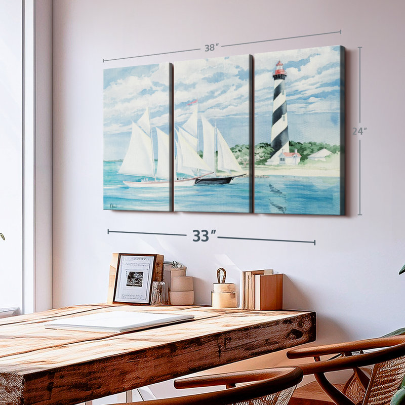 «Passing The Light», 3 pièces sur toile, H 24 po x l 38 po x P 1,25 po