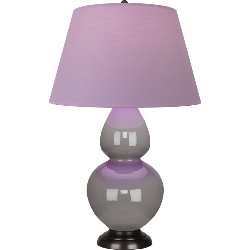 Lampe de table double gourde en céramique, Lavande / prune, Taupe fumé glacé / bronze, Bronze