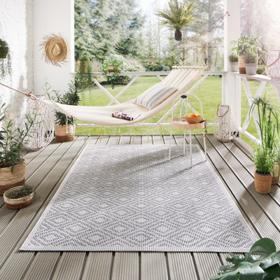 Freddy Geometric Machine Woven Flatweave Indoor / Outdoor Area Rug