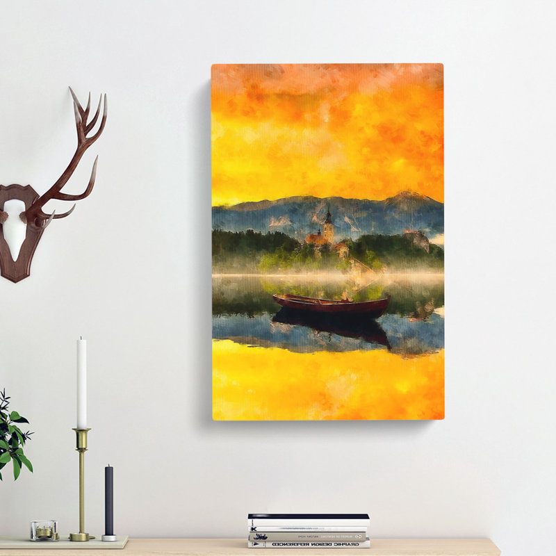 Boat In Lake Bled In Slovenia - Wrapped Canvas, 91cm H x 60cm W x 3cm D