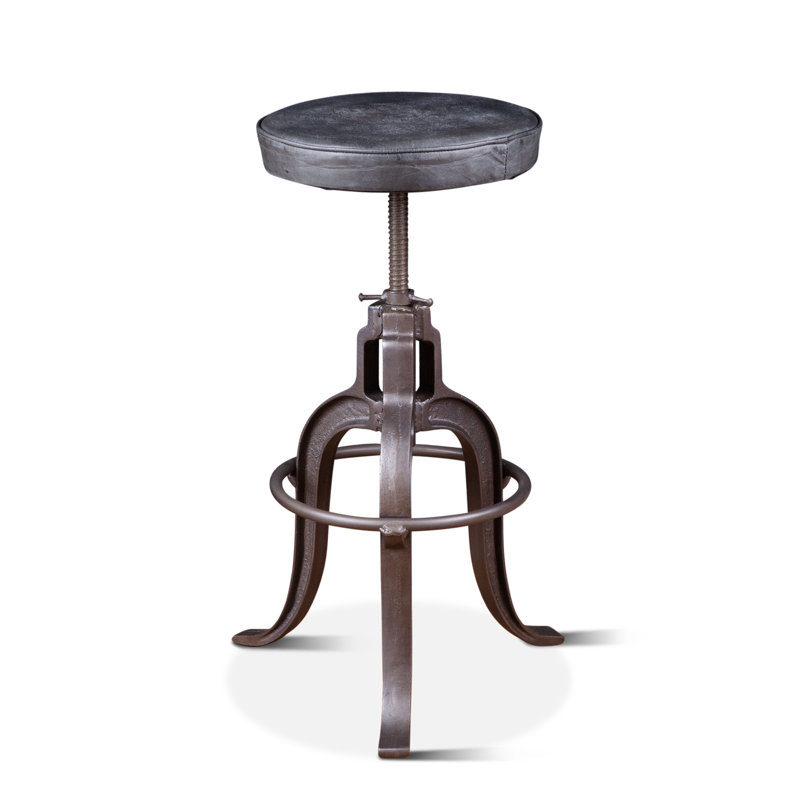 Wellington Upholstered Adjustable Stool with Metal Frame, Ebony