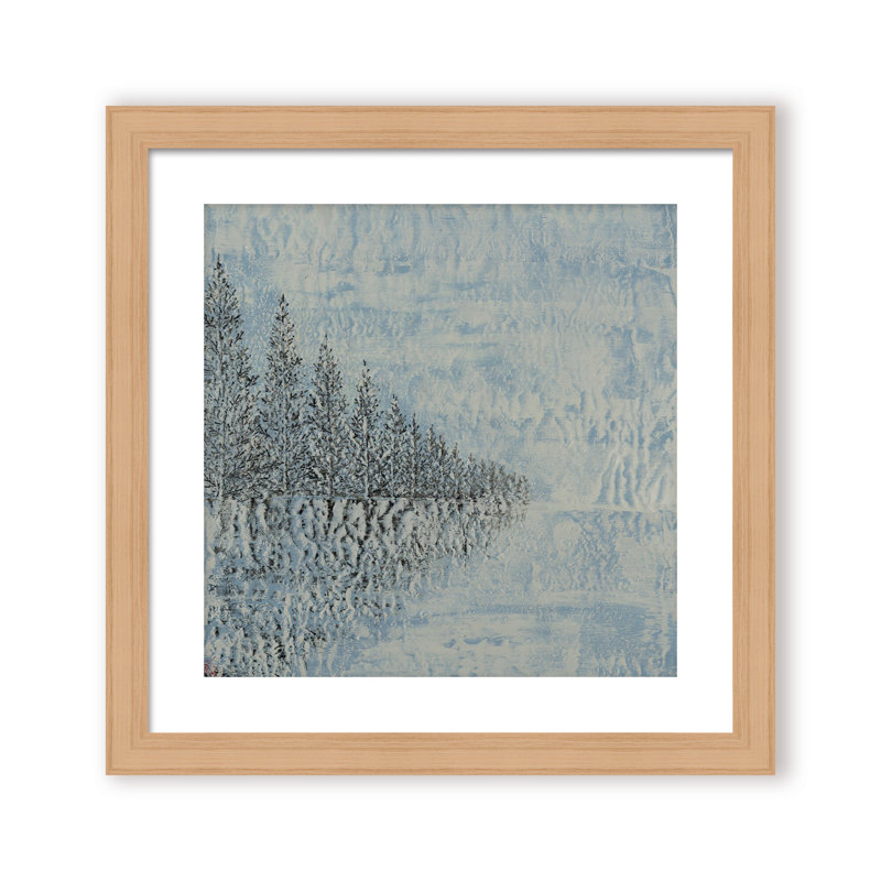 Nature Inspired "Frozen Serenity" Canvas Wall Art By , 20" H x 20" W, Black, Framed Matted Print