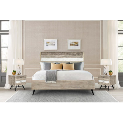 Bryse 3 Piece Bedroom Set In Two-Tone Acacia Wood by Foundry Select