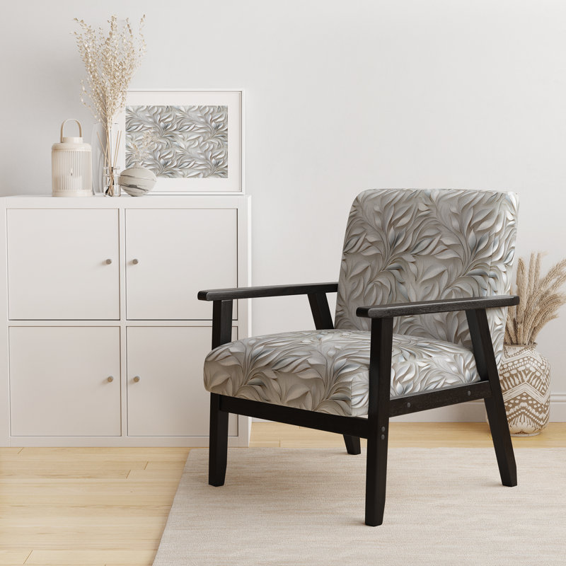 Motif abstrait de fleurs blanches et argentées - Fauteuil rembourré Cottage