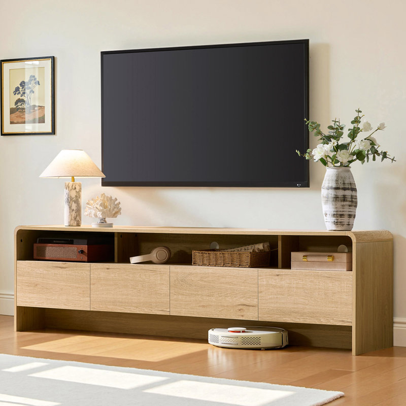 Dulane 70'' Modern TV Stand with Open Shelf&Large Storage Space for TVs up to 75'',Natural, Natural