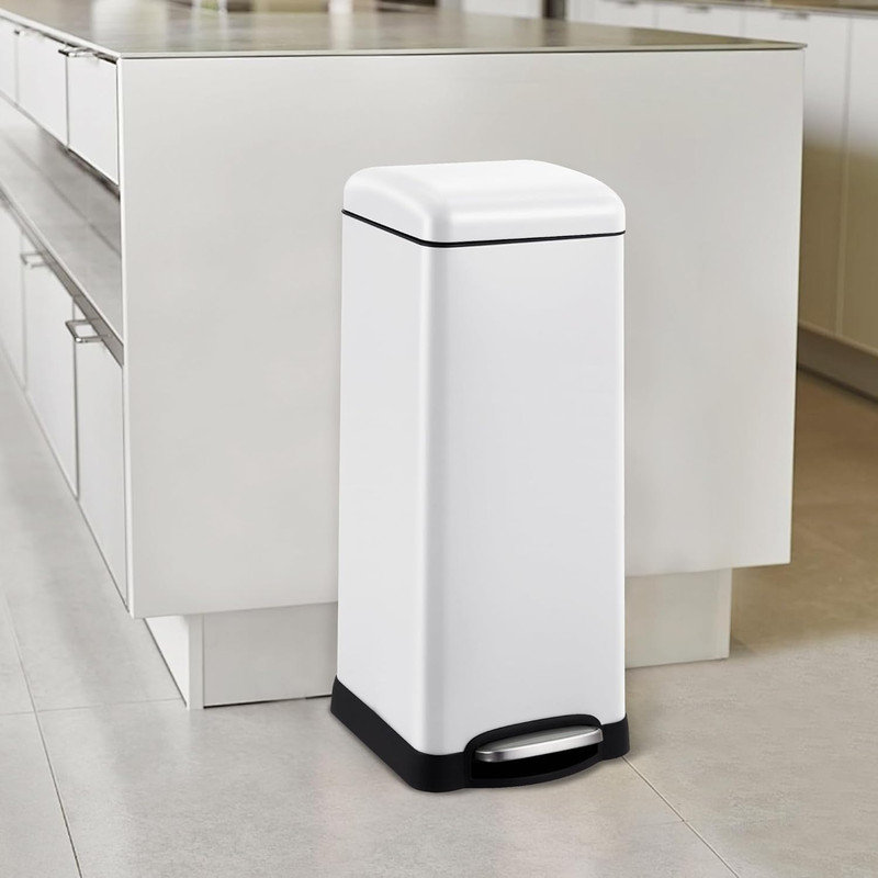 Poubelle de cuisine 8 gallons, poubelle en acier inoxydable avec couvercle à fermeture douce et seau amovible