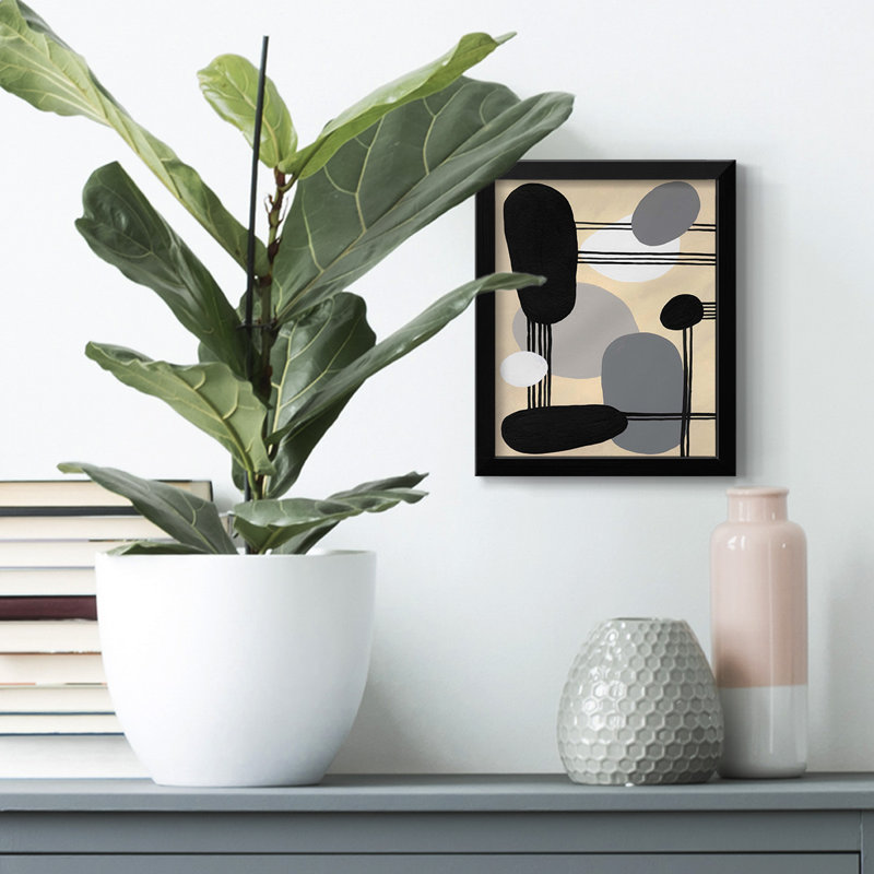 «Interconnected Shapes I» - reproduction de cadre photo simple, H 42,5 po x l 30,5 po, Papier avec cadre noir, Pas de tapis