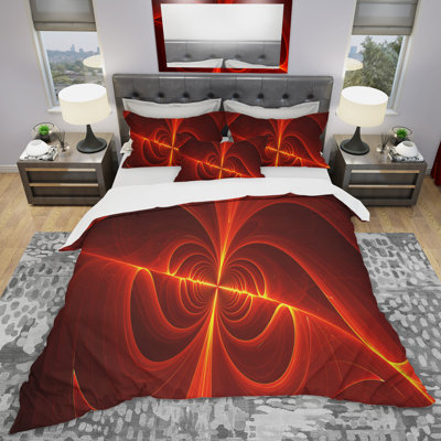 Red Laser - Abstract Duvet Cover Set - Microfiber Polyester