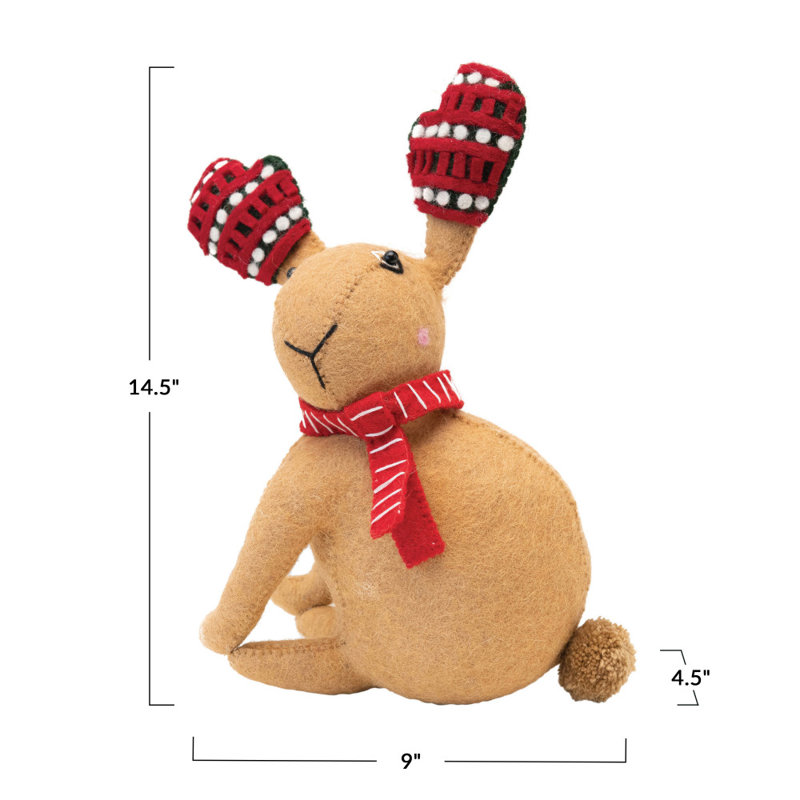 Ornement suspendu lapin avec écharpe et gants