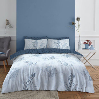 Polycotton Botanical Duvet Cover Set with Pillowcases, Lightweight Breathable Soft Fabric Bedding, Available in Sinlge Double King