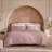 100% Washed Cotton Comforter Set Queen Size – Red pink, Linen-Like Texture, Soft & Breathable Bedding Set, 3-Piece Durable Percale Comforter-123119585-123119592