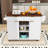 Fluted Kitchen Island Cart with Drop Leaf, Built-In Charging Station, Adjustable Shelves and Ample Storage-864124576