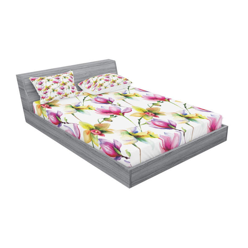 Microfiber Floral Sheet Set, Queen Sheet Set with Fitted Sheet, Floral 3