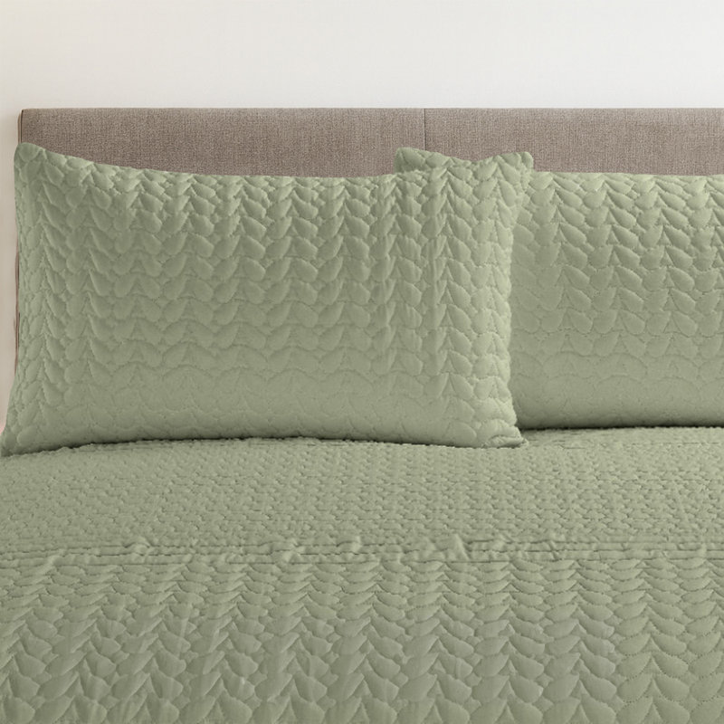3D Embossed Pattern Kinsley Duvet Set, Kingsize Duvet Cover Set, Green, 3