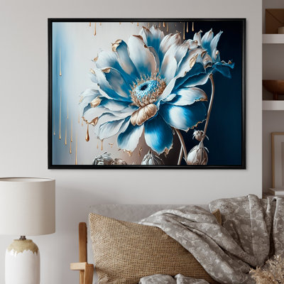 " Ice Blue Daisy I " Painting Print