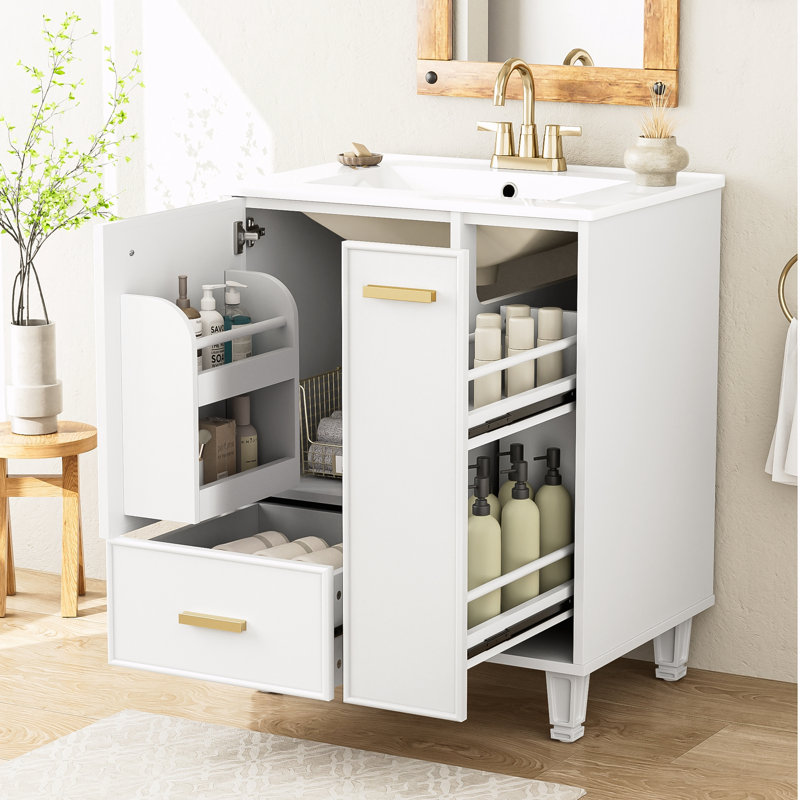 Meuble-lavabo de salle de bain avec lavabo, Blanc
