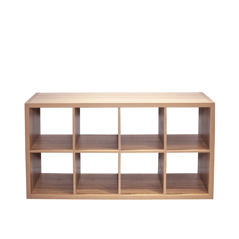 Smart Cube 8-Cube Organizer Storage with Opened Back Shelves,2 X 4 Cube Bookcase Book Shleves, Walnut