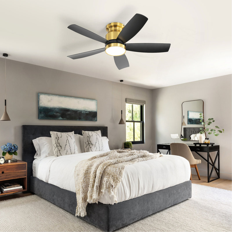 Ventilateurs de plafond encastrés 42 pouces avec lumière DEL 22W et télécommande 5 pales de ventilateur en ABS pour l'intérieur
