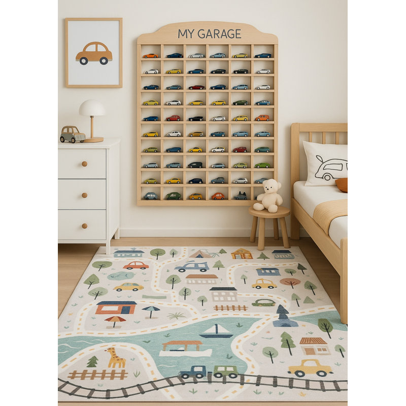 Rectangle Juha Area Rug with Non-Slip Backing, Rectangle 3'11" x 5'10"