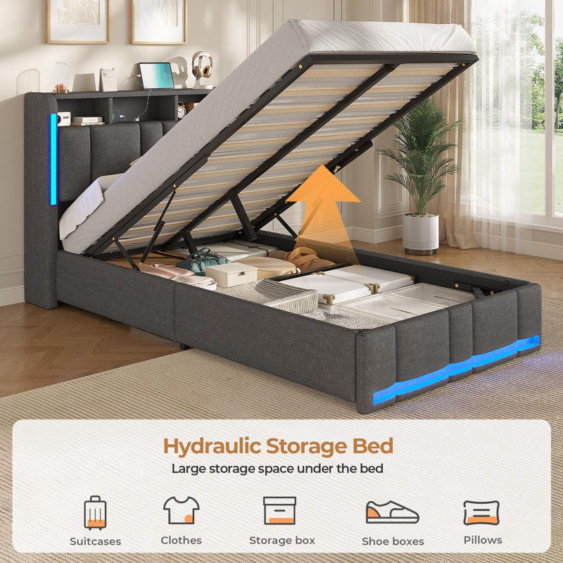 Ottoman Bed, Single (3'), Grey