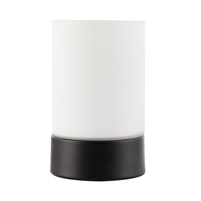 Contemporary Small Matte Black Touch Dimmable Table Lamp with Opal Glass Shade by 