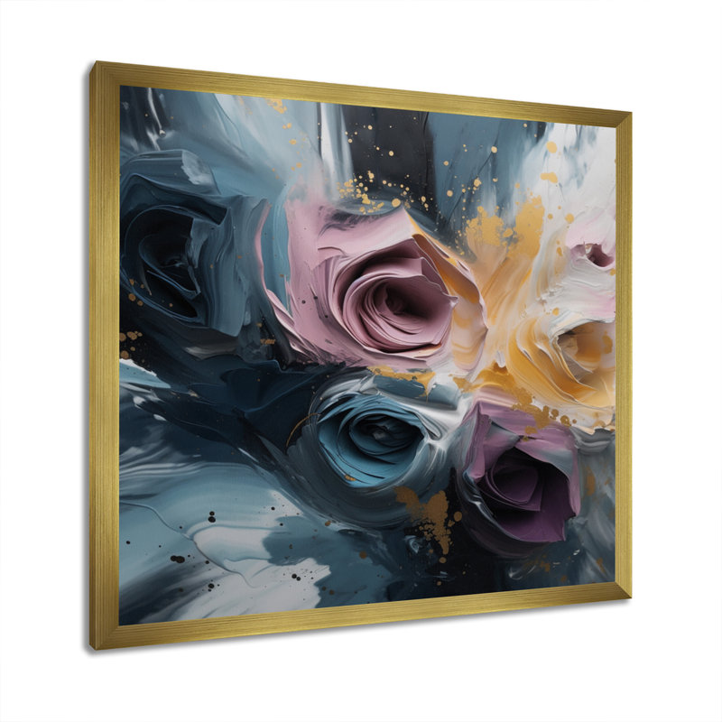 «Pink Rose Symphony II», reproduction d'art sur toile, Encadrement doré, H 30 po x l 30 po x P 1 po