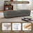 Upholstered Light Gray Faux Rabbit Fur Flannel Rectangle Ottoman-1811430553