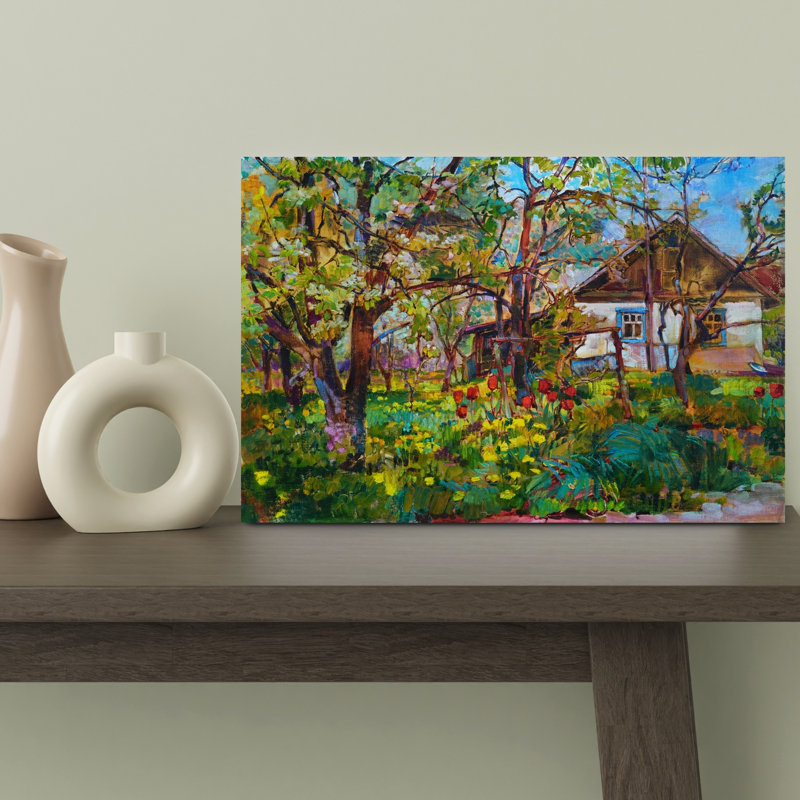 Art mural arbre en fleurs abstrait, H 12 po x l 18 po