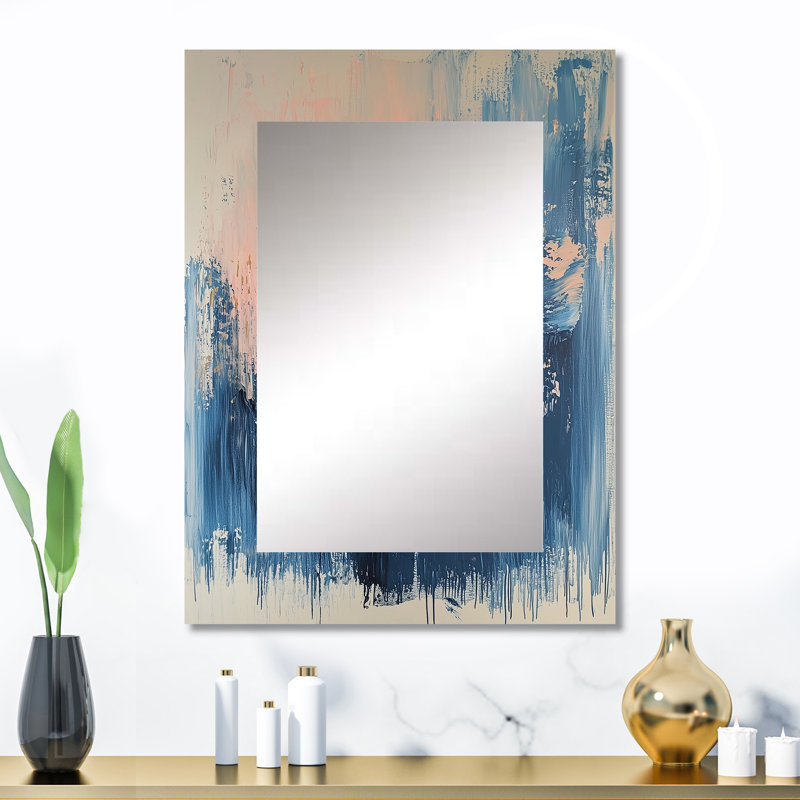 Or rose, formes abstraites minimalistes - miroir minimaliste unique, grand miroir mural doré, impression d'art en métal