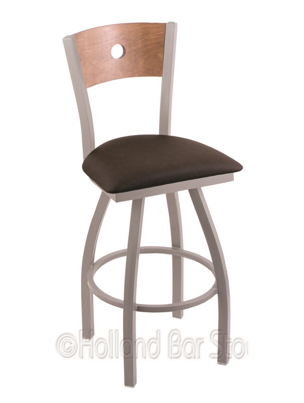 Tabouret de bar pivotant de 36" Lareau, Allante Espresso, Érable moyen, Nickel anodisé