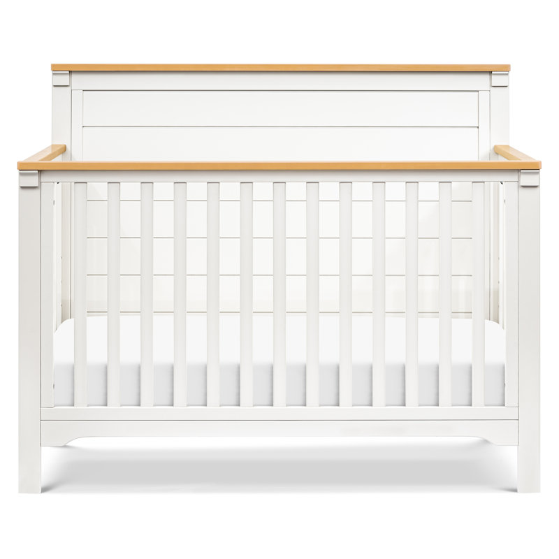 Lit de bébé convertible 4-en-1 Shea, Blanc chaud / miel