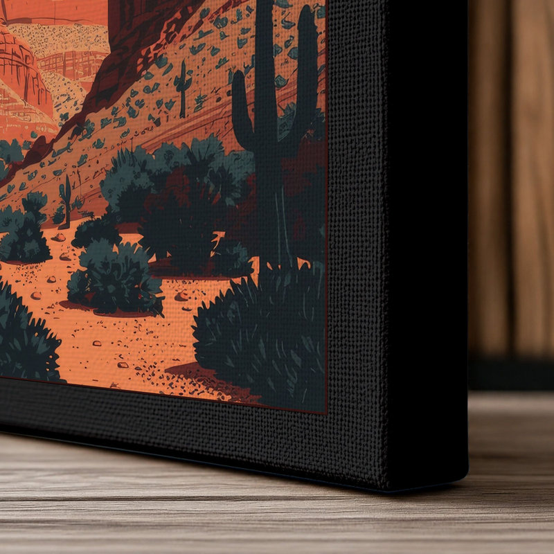Desert Canyon Light Retro - Wrapped Canvas, 30x20 - 76.2 x 50.8 cm, Black Border