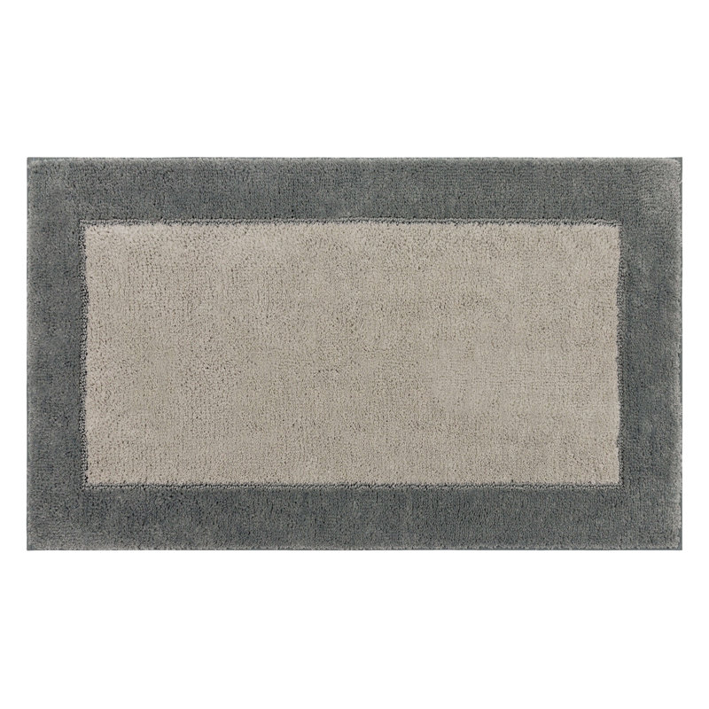 Tapis de bain géométrique en tricot Counterpoint Casual, L 20 po x L 34 po, Étain / silex