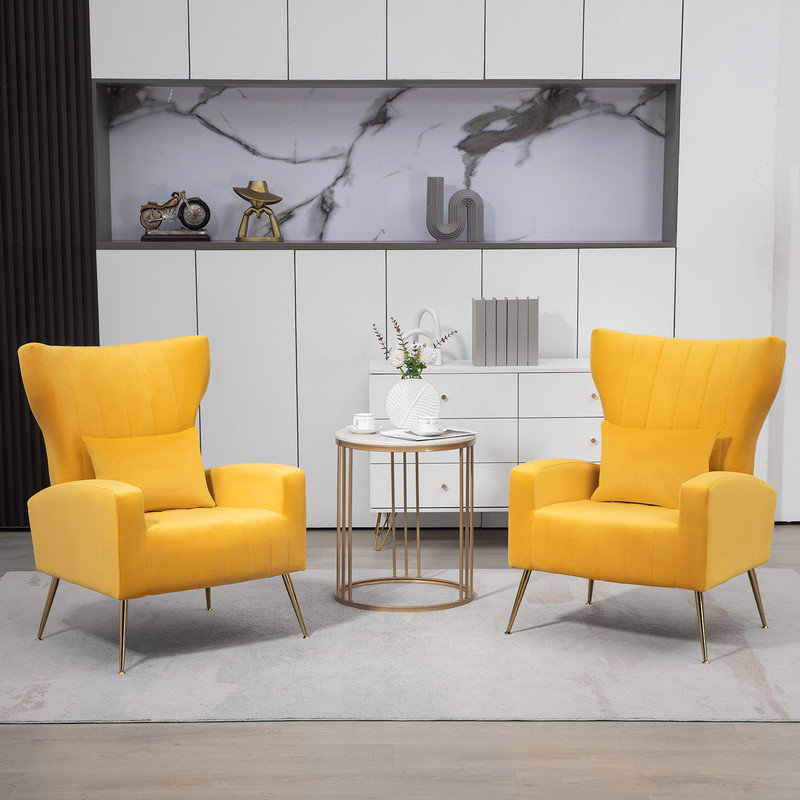 Upholstered velvet armchair, Jaune