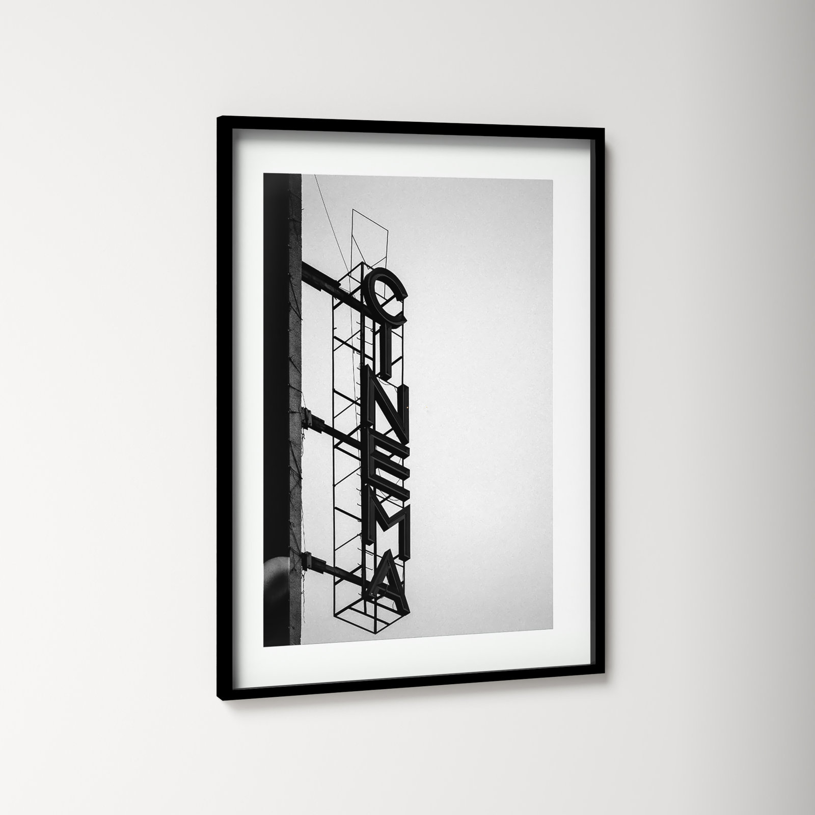 Cinema Marquee Sign Photo Print, 43.12" H x 31.12" W x 0.88" D, Black