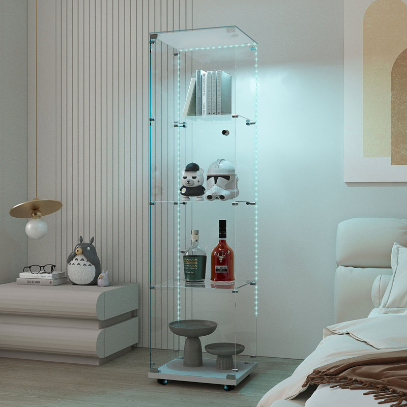 Tempered Glass Display Cabinet, White
