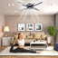 Ventilateur de plafond moderne de style branche avec pales de 7 lumières, idéal pour l'éclairage domestique et la ventilation