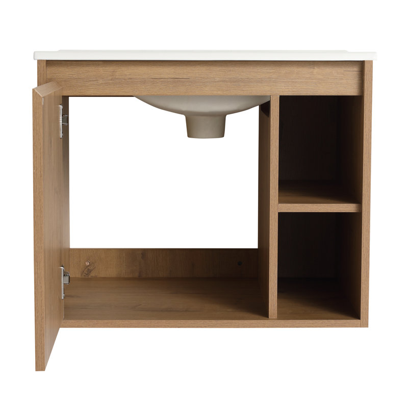 Petref 24'' Wall Mounted Single Bathroom Vanity with Ceramic Top