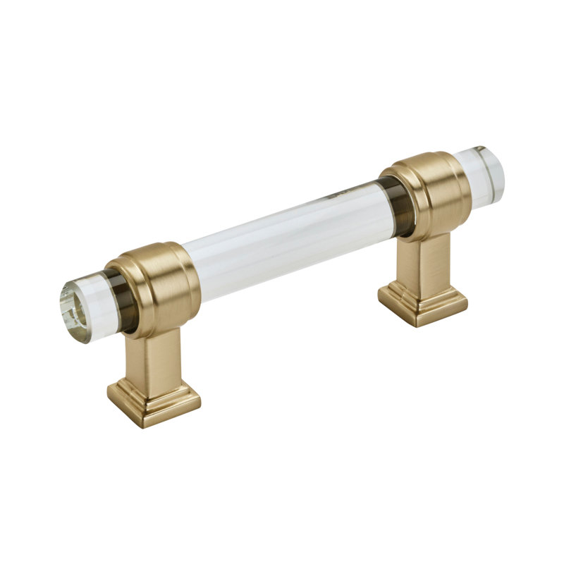 Glacio 8" Clear and Golden Champagne Modern Bar Pull