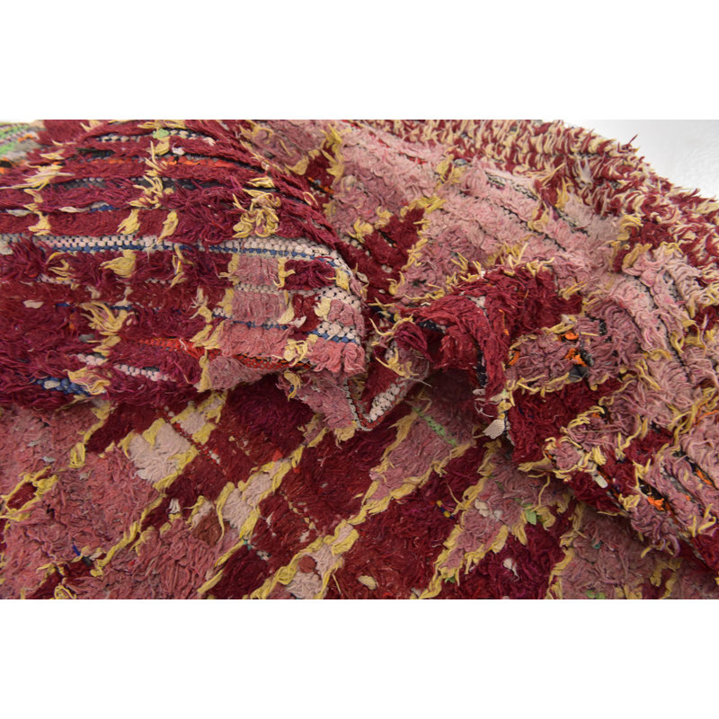 Tapis de zone en laine 5 pi x 8 pi 8 po one-of-kind à la main noué la bourgogne Ilfracombe