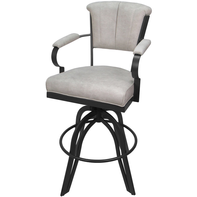 Raddie Swivel Metal Bar Stool 30" Seat, Cream, White