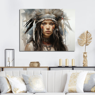 Native Sioux Woman Portrait - Native American Art Canvas Prints