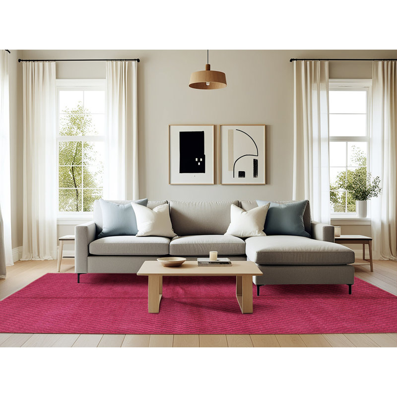 Tapis de zone rose contemporaine, Rectangle 6 pi x 9 pi