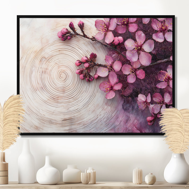 Art encadré de cerisier mauve Muscanell, H 12 po x l 20 po, Avec cadre, Noir
