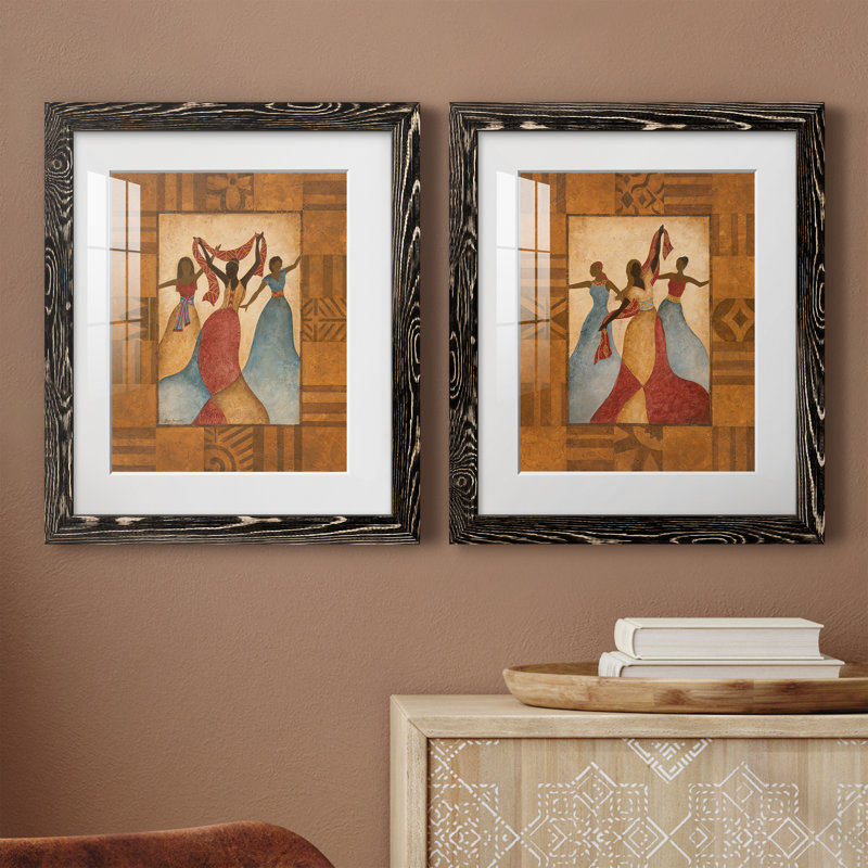 Rhythme - ensemble de 2 peintures encadrées, H 24 po x l 36 po x P 1,5 po, Cadre noir