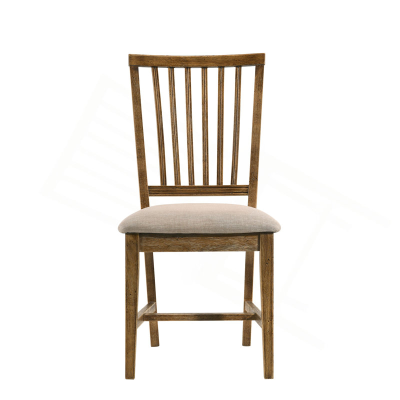 Ensemble de 2 chaises d'appoint en lin brun clair et chêne vieilli Wallace II